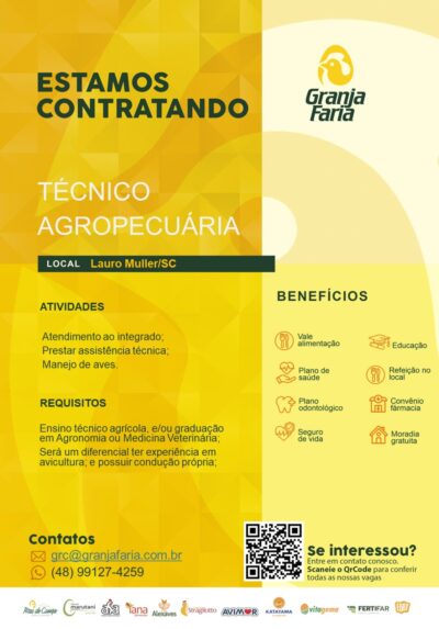 2 Vagas de Técnico Agrícola Granja Faria