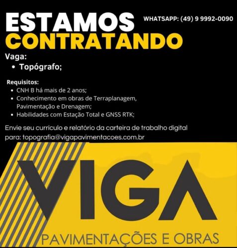 Vaga Técnico Agrícola Viga pavmentações e obras